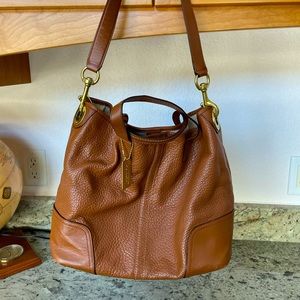 Coach Satchel - Saddle Pebble Leather & Gold Hardware